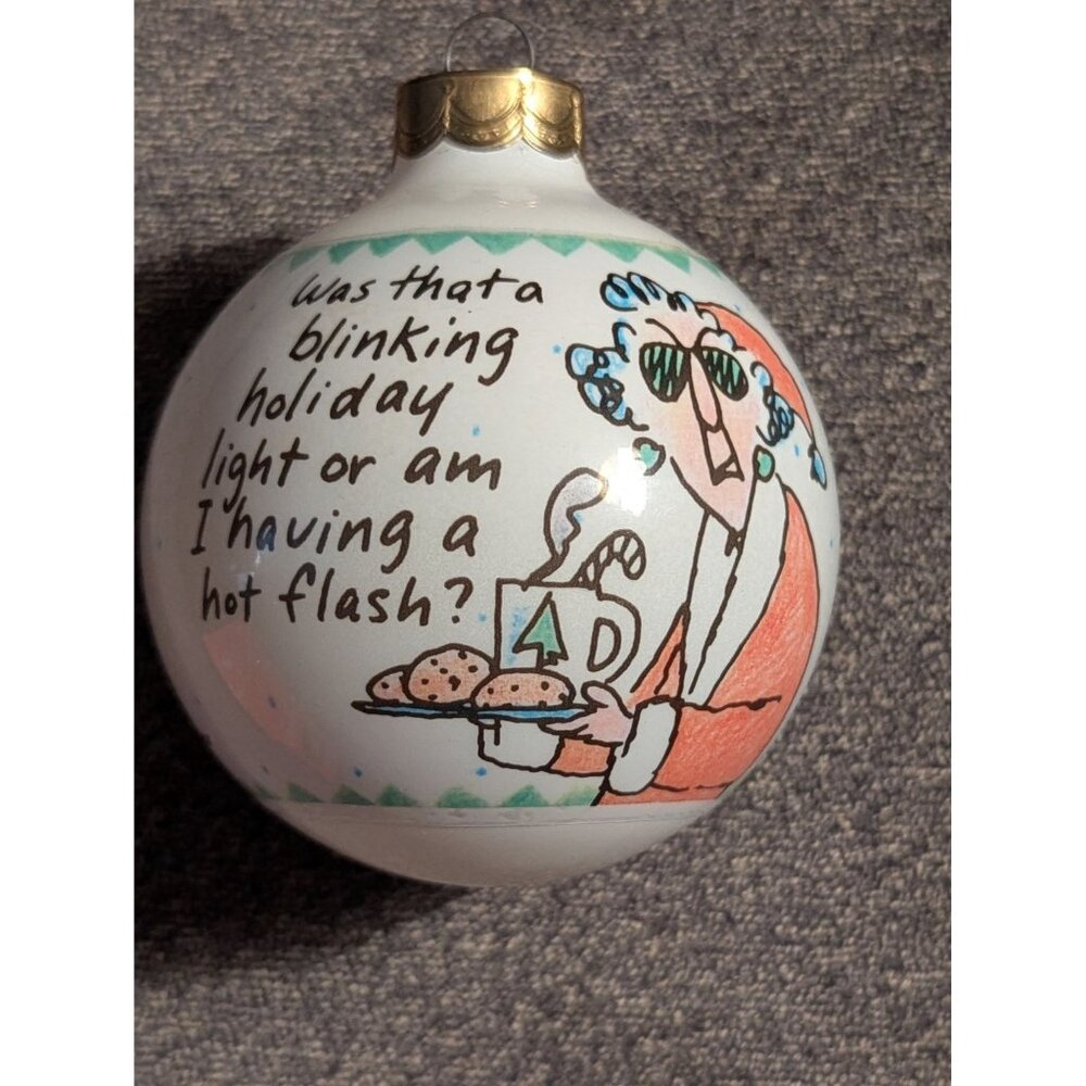 Hallmark Shoebox Glass Ornament With Humorful Hot Flash Text & Festive Design